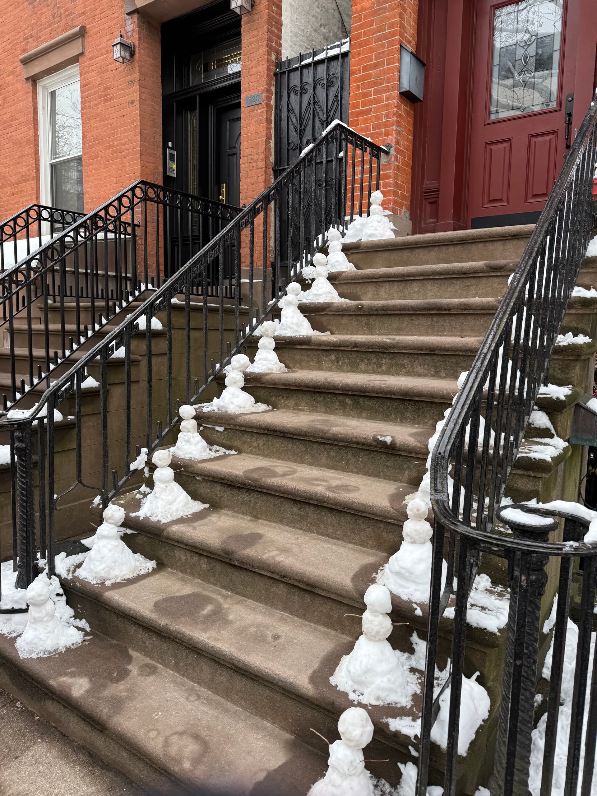 Winter Whimsy on Brownstone Steps - Image 2